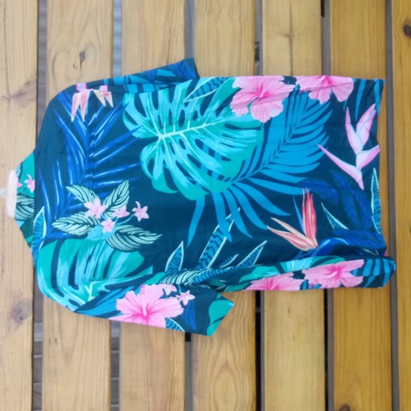 Truly Hard Seltzer Mens Collared Short Sleeve Blue Pink Tropical Hawaii Shirt - Picture 2 of 5